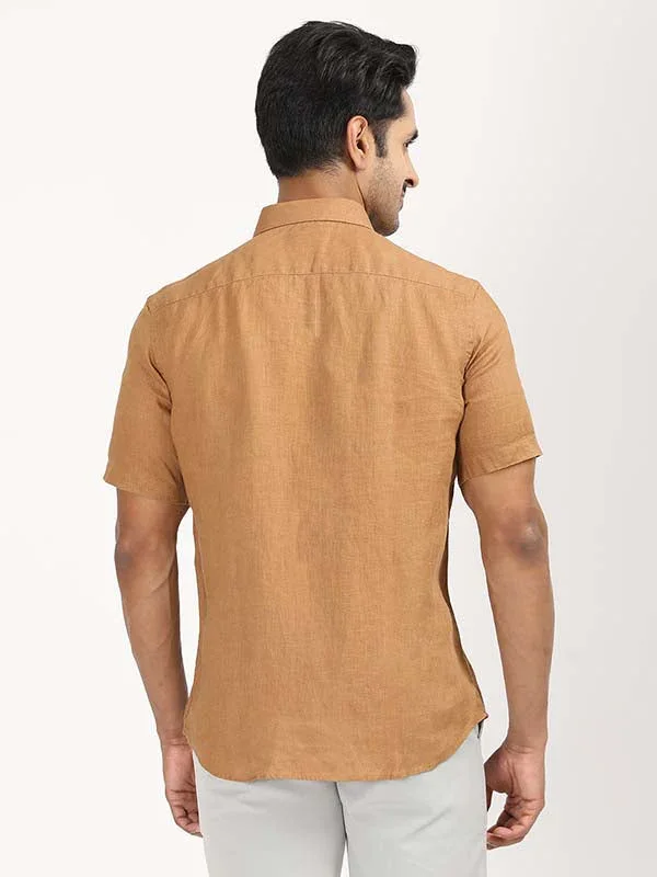 Men's Solid Half Sleeves Linen Shirt - Image 28