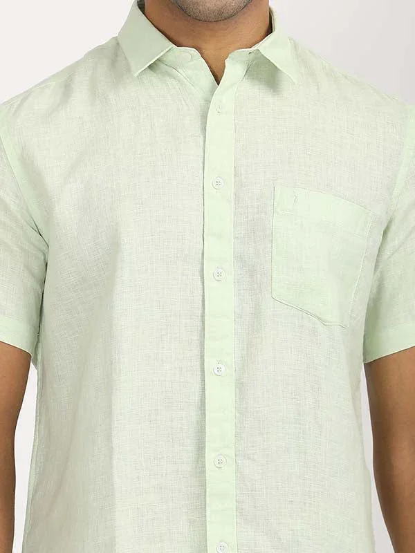 Men's Solid Half Sleeves Linen Shirt - Image 3