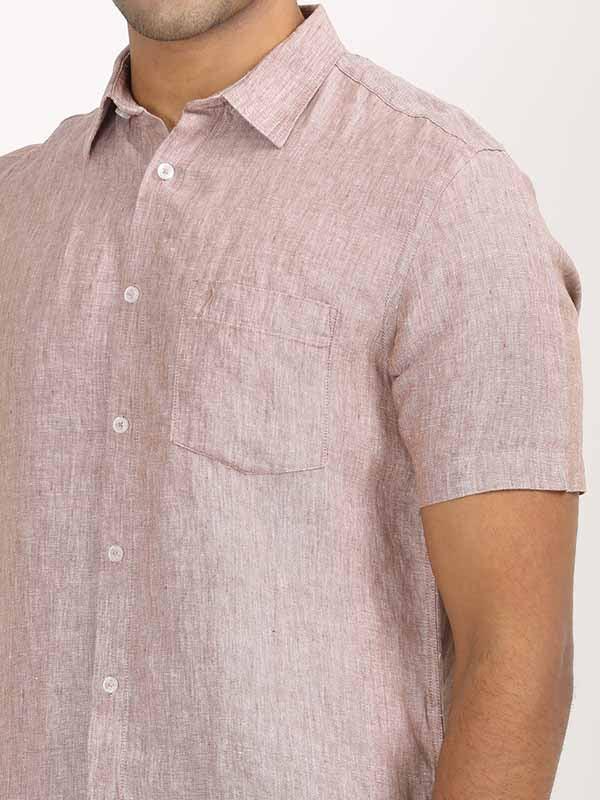 Men's Solid Half Sleeves Linen Shirt - Image 39