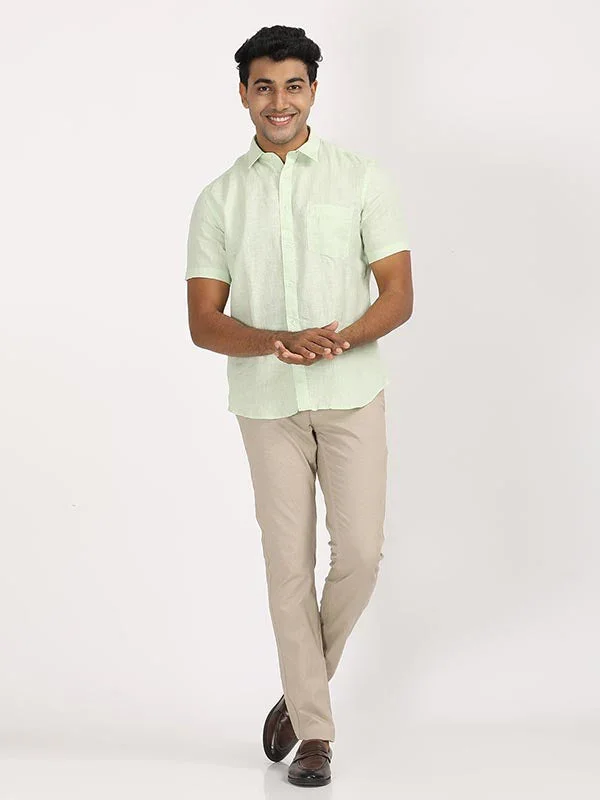 Men's Solid Half Sleeves Linen Shirt - Image 4