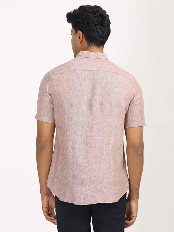 Men's Solid Half Sleeves Linen Shirt - Image 41