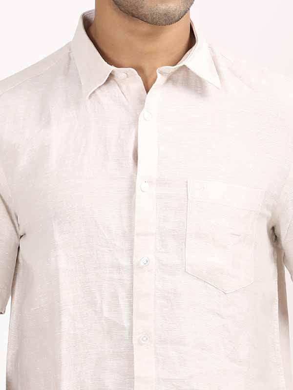 Men's Solid Half Sleeves Linen Shirt - Image 44