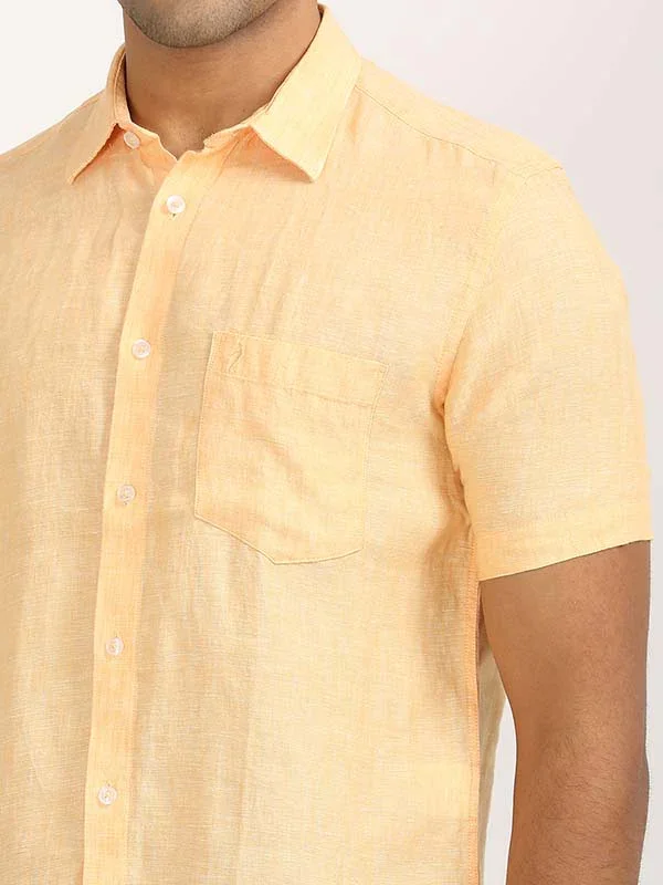 Men's Solid Half Sleeves Linen Shirt - Image 48