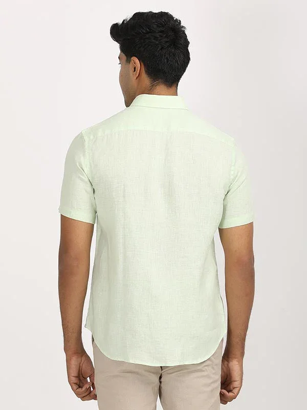 Men's Solid Half Sleeves Linen Shirt - Image 5