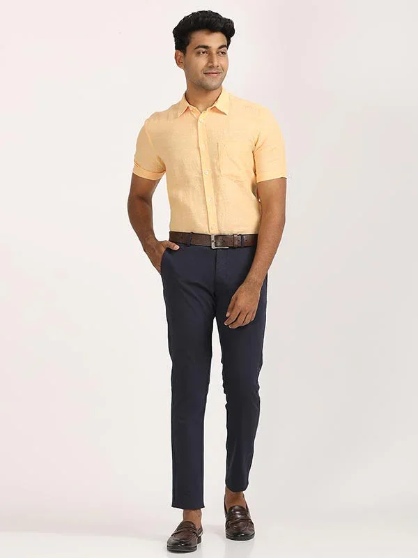 Men's Solid Half Sleeves Linen Shirt - Image 50