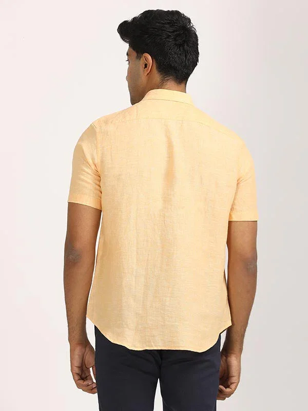 Men's Solid Half Sleeves Linen Shirt - Image 51