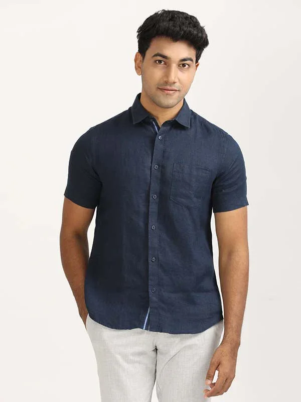 Men's Solid Half Sleeves Linen Shirt - Image 6