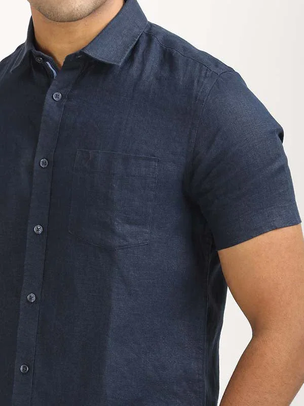 Men's Solid Half Sleeves Linen Shirt - Image 7