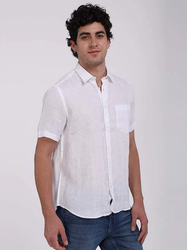 Men's Solid Half Sleeves Linen Shirt - Image 10