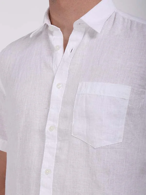 Men's Solid Half Sleeves Linen Shirt - Image 11