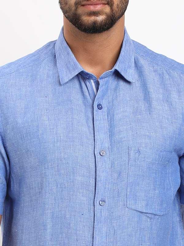 Men's Solid Half Sleeves Linen Shirt - Image 3