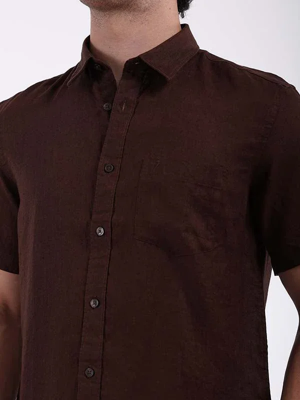 Men's Solid Half Sleeves Linen Shirt - Image 15