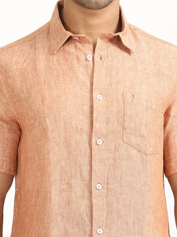 Men's Solid Half Sleeves Linen Shirt - Image 11