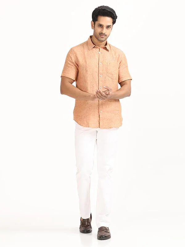 Men's Solid Half Sleeves Linen Shirt - Image 12