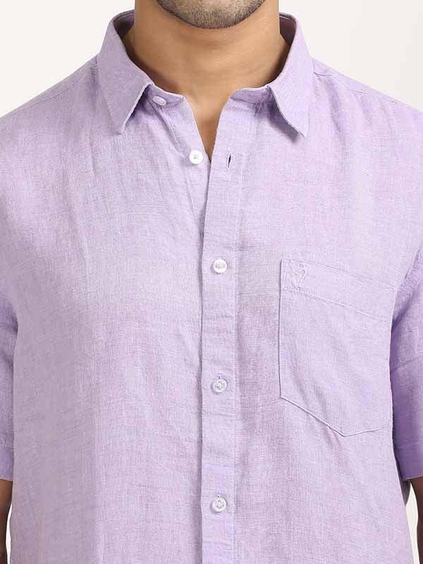 Men's Solid Half Sleeves Linen Shirt - Image 16