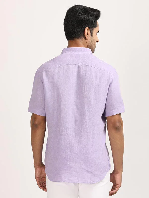 Men's Solid Half Sleeves Linen Shirt - Image 18