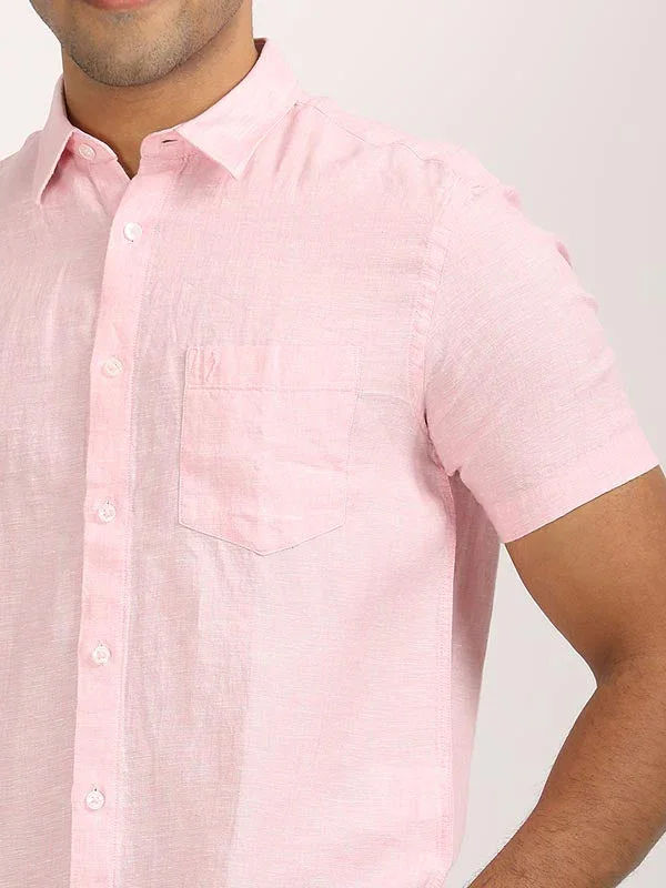 Men's Solid Half Sleeves Linen Shirt - Image 20