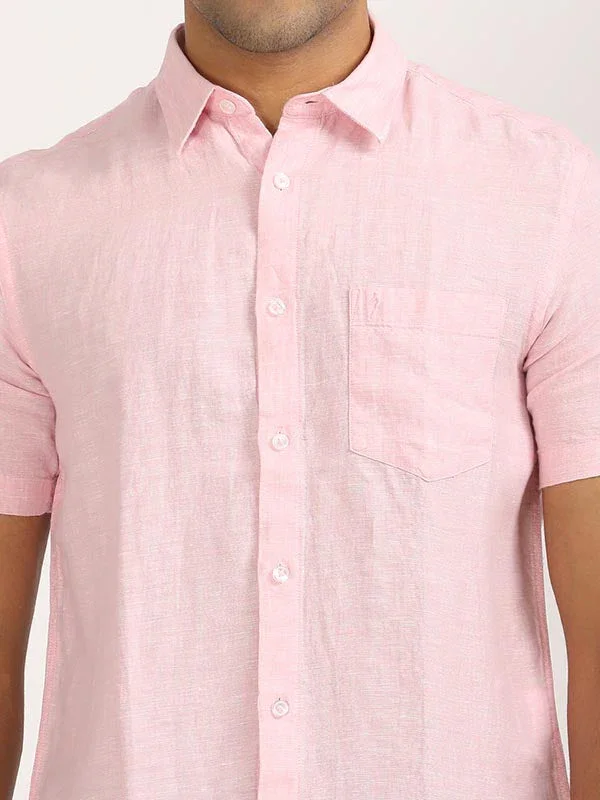 Men's Solid Half Sleeves Linen Shirt - Image 21