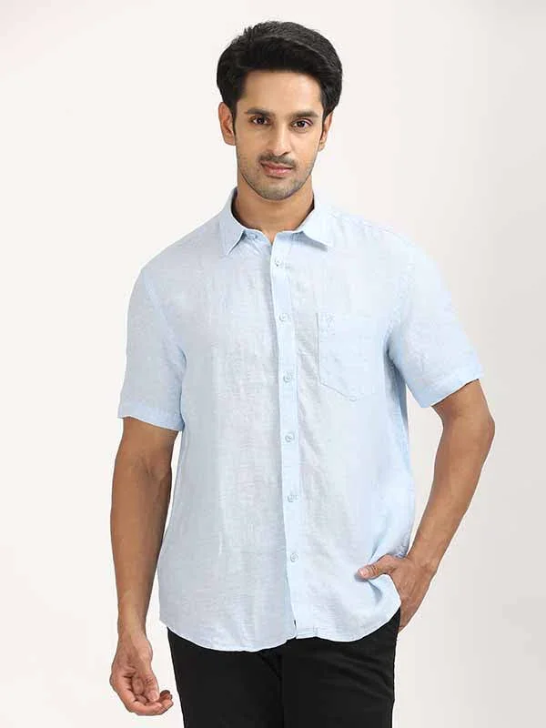 Men's Solid Half Sleeves Linen Shirt - Image 24