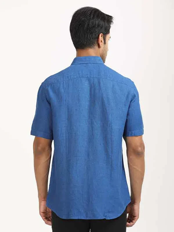 Men's Solid Half Sleeves Linen Shirt - Image 31