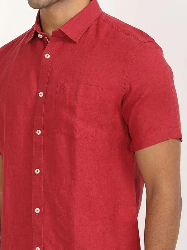 Men's Solid Half Sleeves Linen Shirt - Image 33