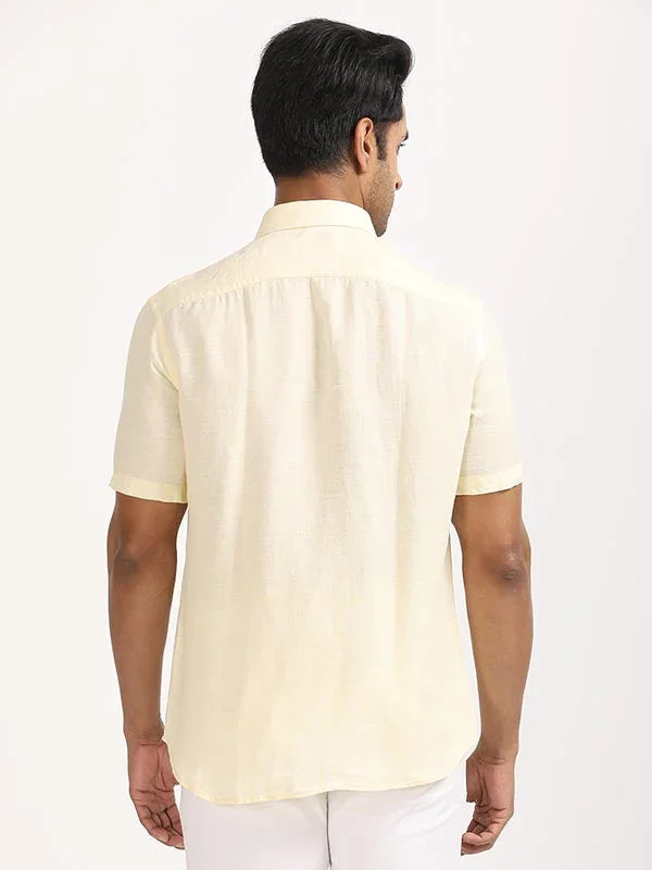 Men's Solid Half Sleeves Linen Shirt - Image 40