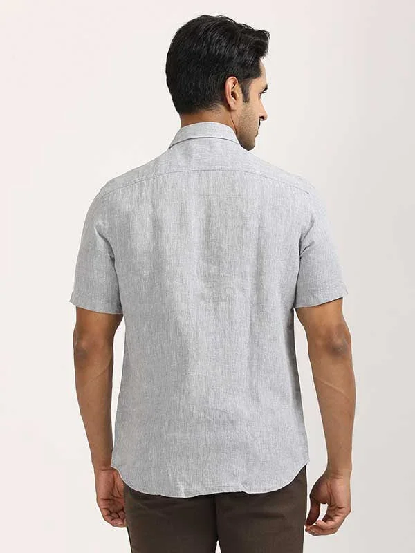 Men's Solid Half Sleeves Linen Shirt - Image 44