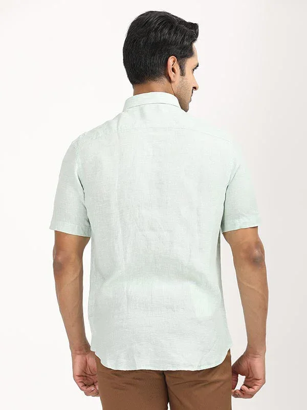 Men's Solid Half Sleeves Linen Shirt - Image 48