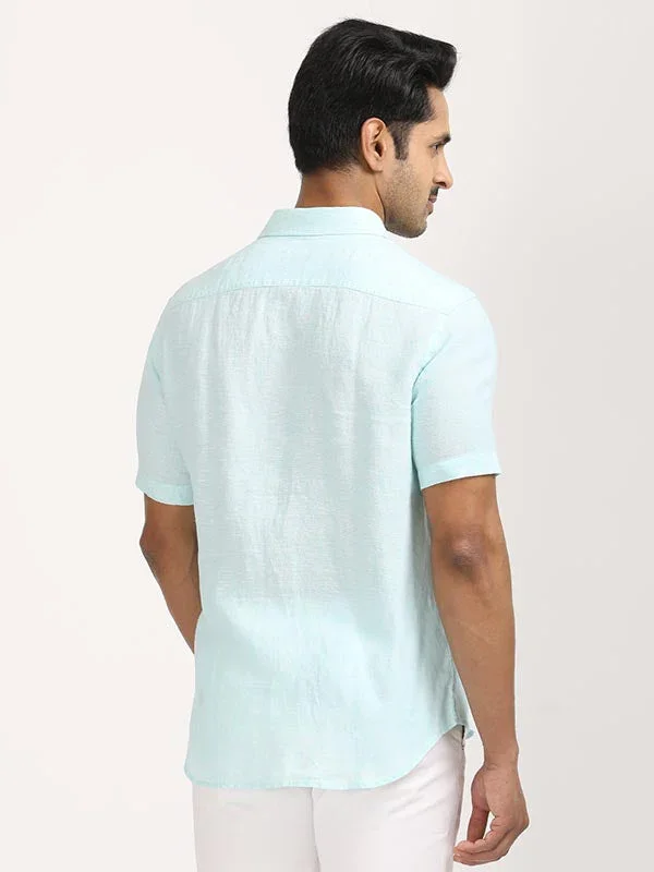 Men's Solid Half Sleeves Linen Shirt - Image 5