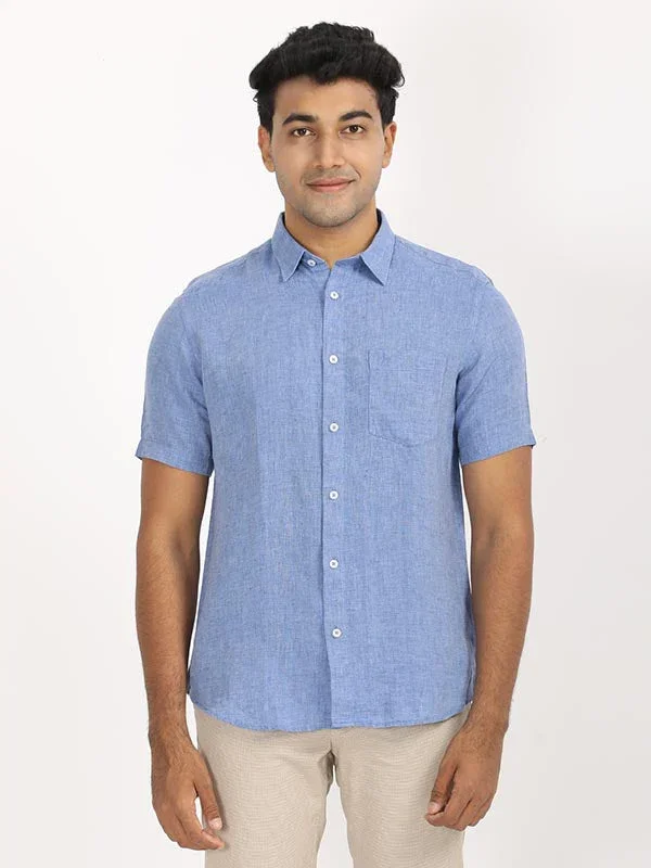 Men's Solid Half Sleeves Linen Shirt - Image 6