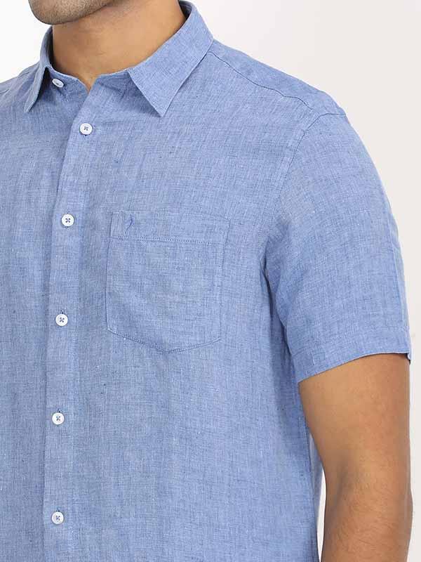 Men's Solid Half Sleeves Linen Shirt - Image 7