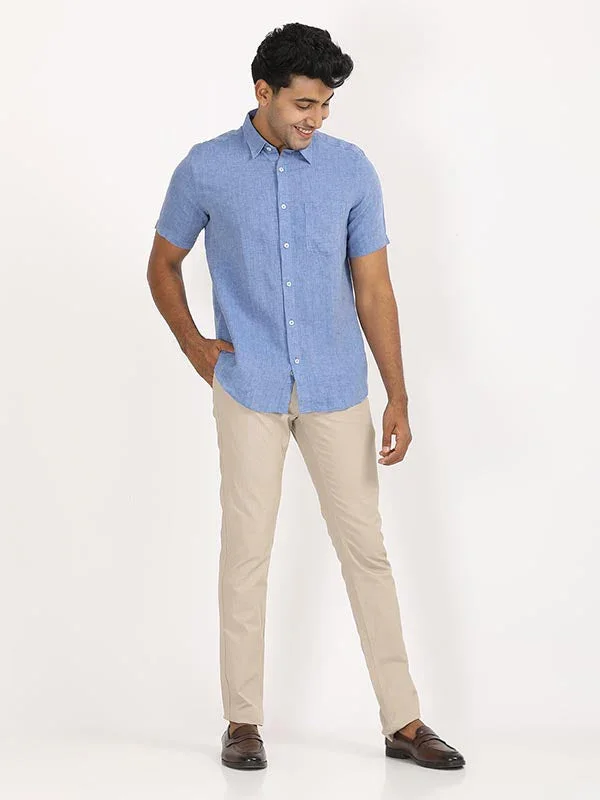 Men's Solid Half Sleeves Linen Shirt - Image 8
