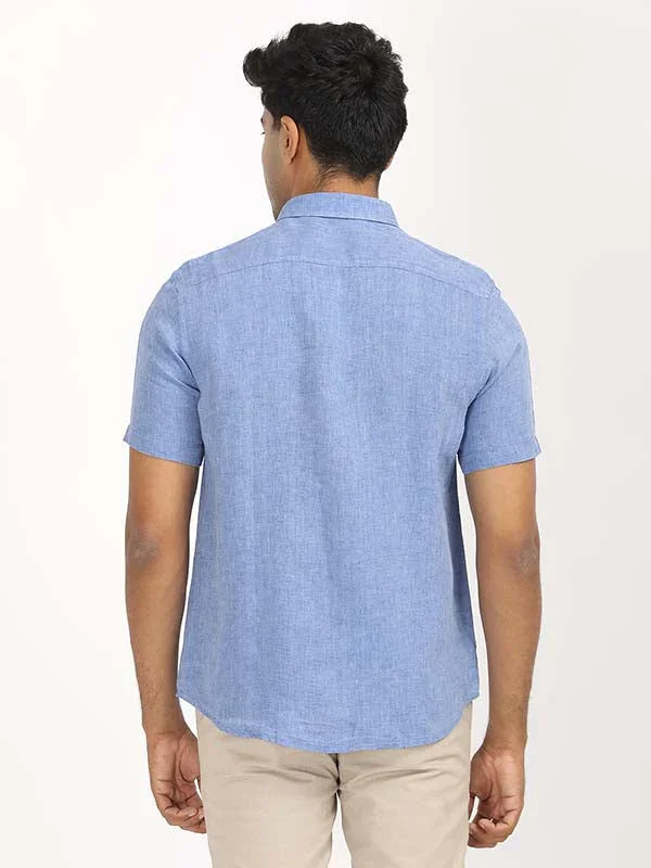 Men's Solid Half Sleeves Linen Shirt - Image 9