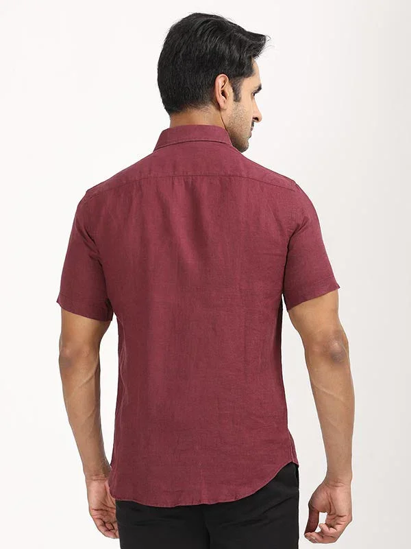 Men's Solid Half Sleeves Linen Shirt - Image 24