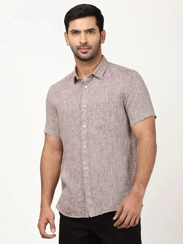 Men's Solid Half Sleeves Linen Shirt - Image 25