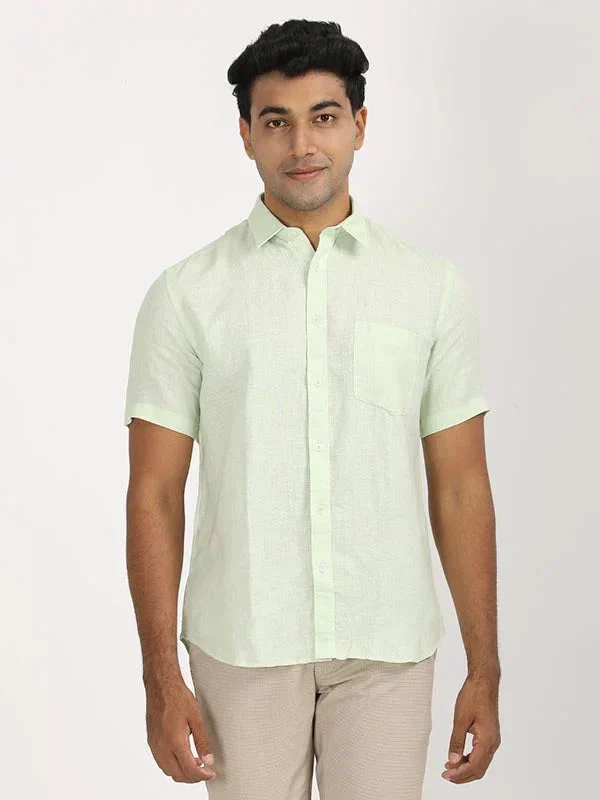 Men's Solid Half Sleeves Linen Shirt - Image 27