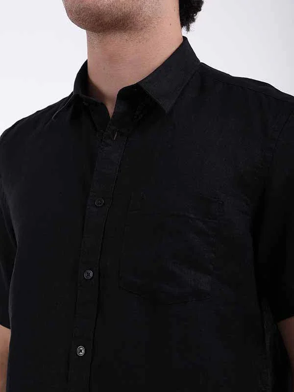 Men's Solid Half Sleeves Linen Shirt - Image 3