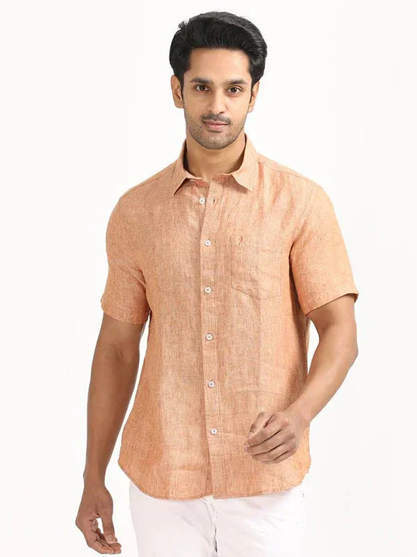 Men's Solid Half Sleeves Linen Shirt - Image 40