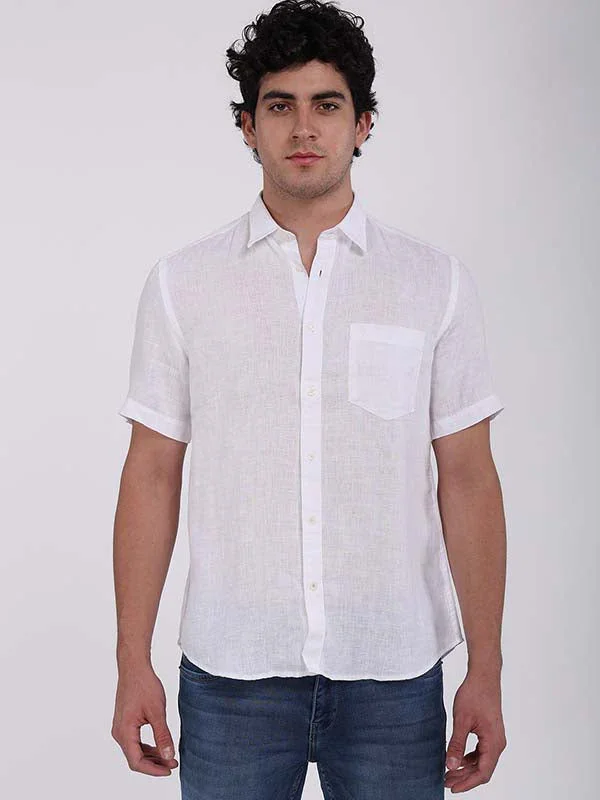 Men's Solid Half Sleeves Linen Shirt - Image 9