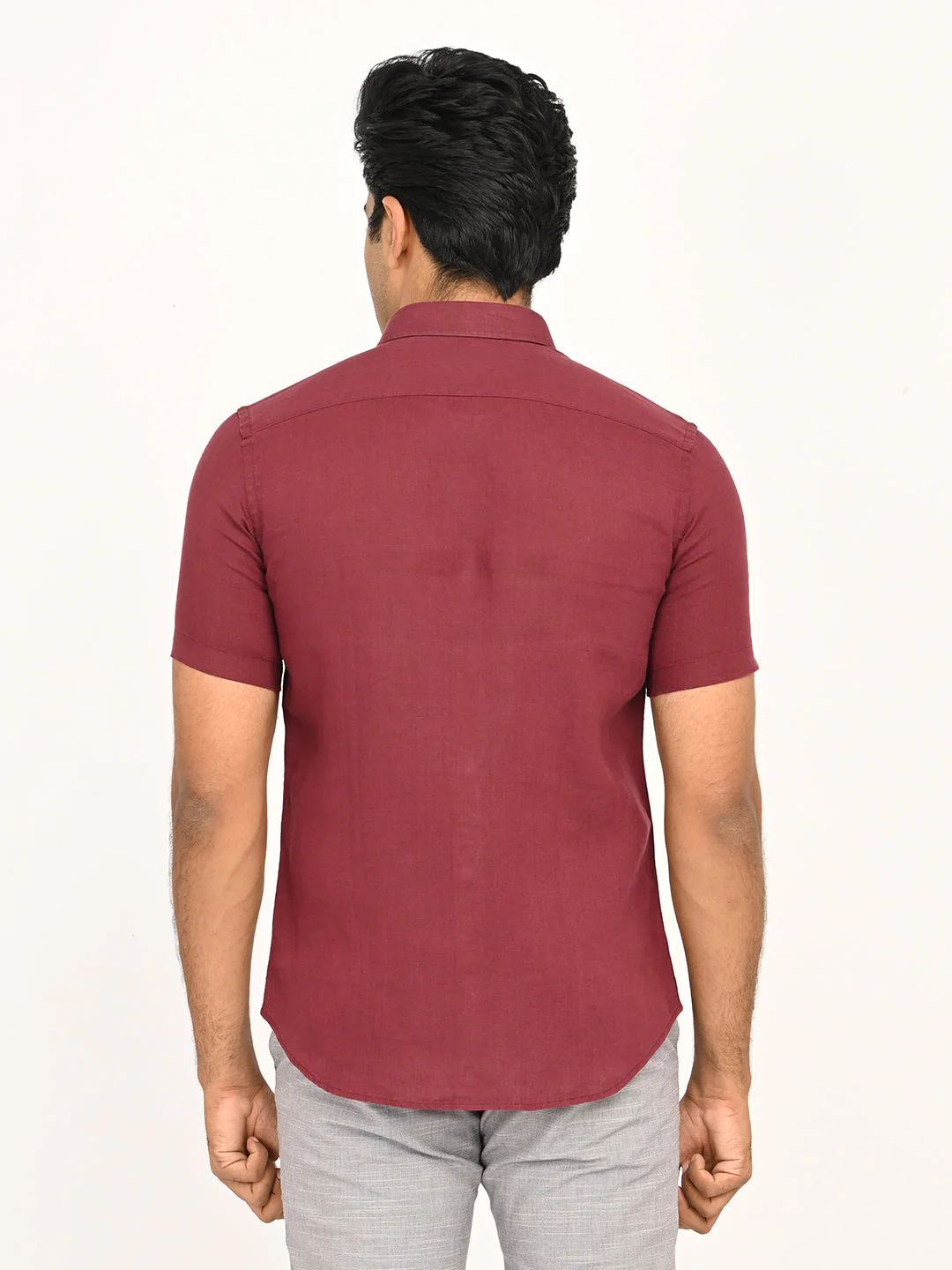 Men's Solid Half Sleeves Linen Shirt - Image 22