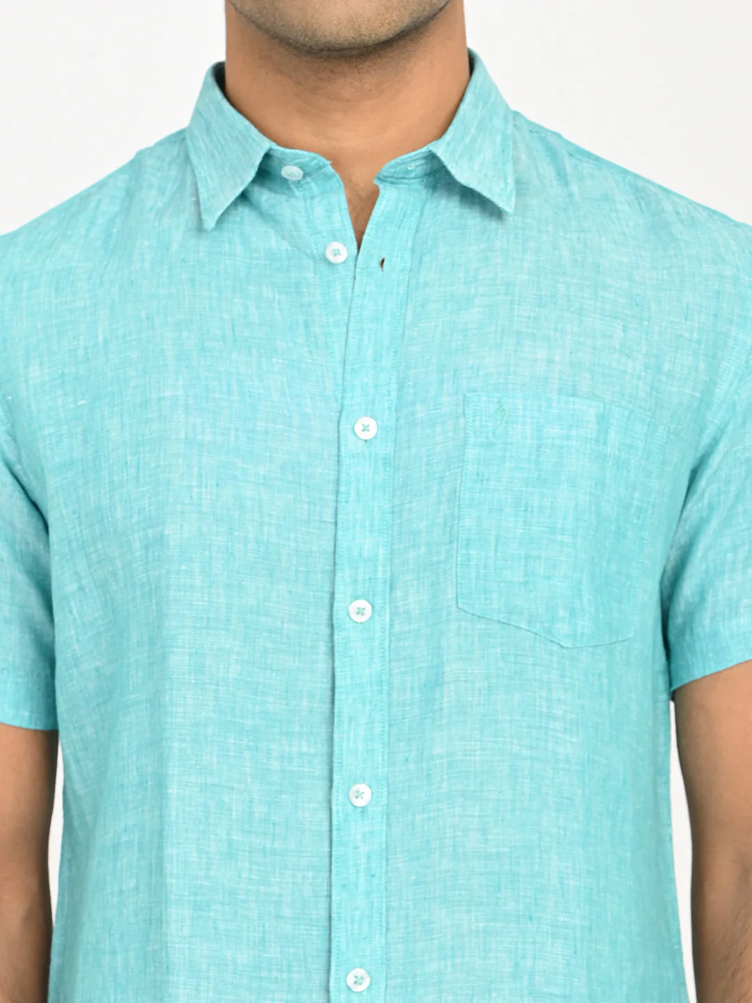 Men's Solid Half Sleeves Linen Shirt - Image 29