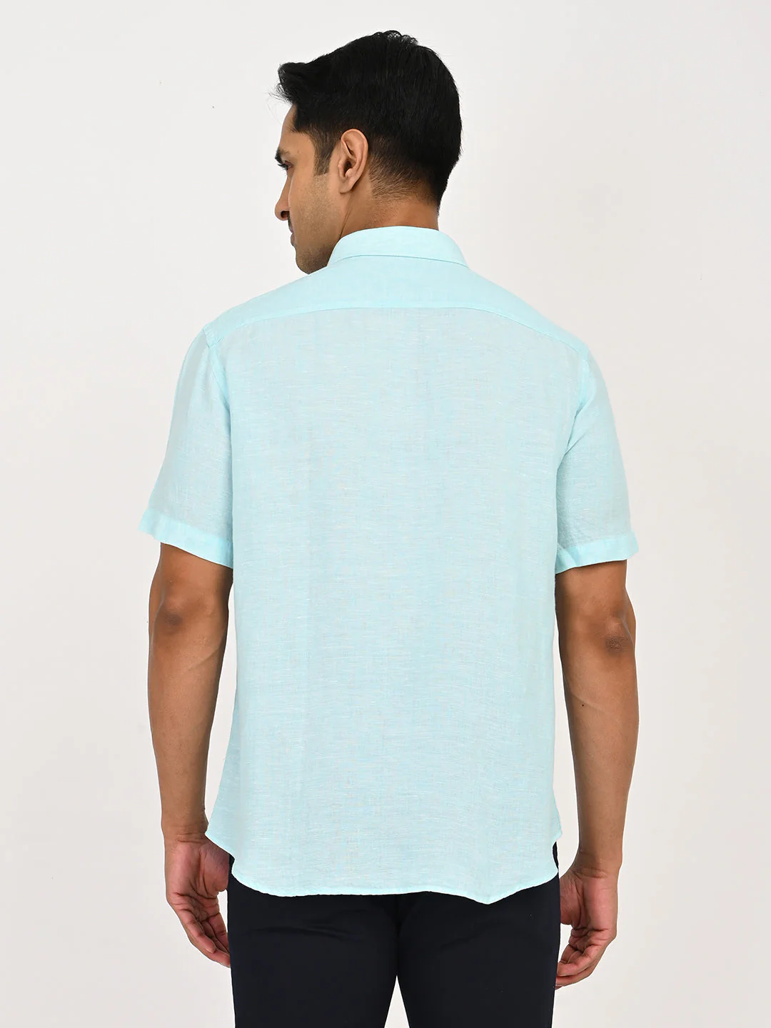 Men's Solid Half Sleeves Linen Shirt - Image 4