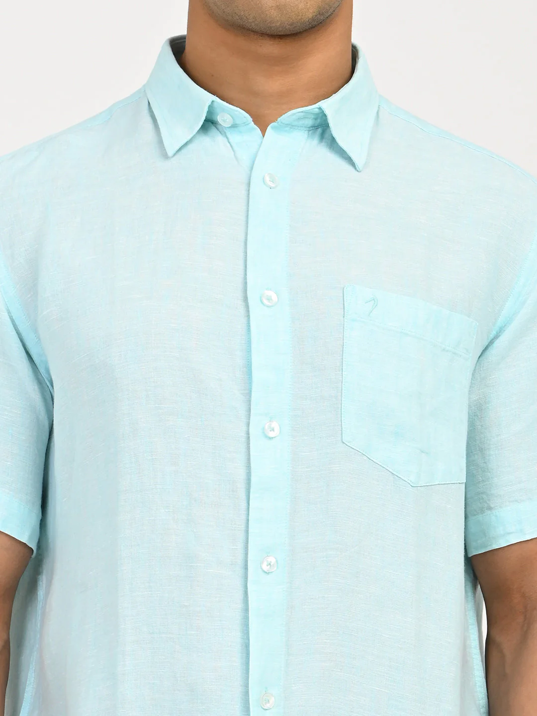 Men's Solid Half Sleeves Linen Shirt - Image 5