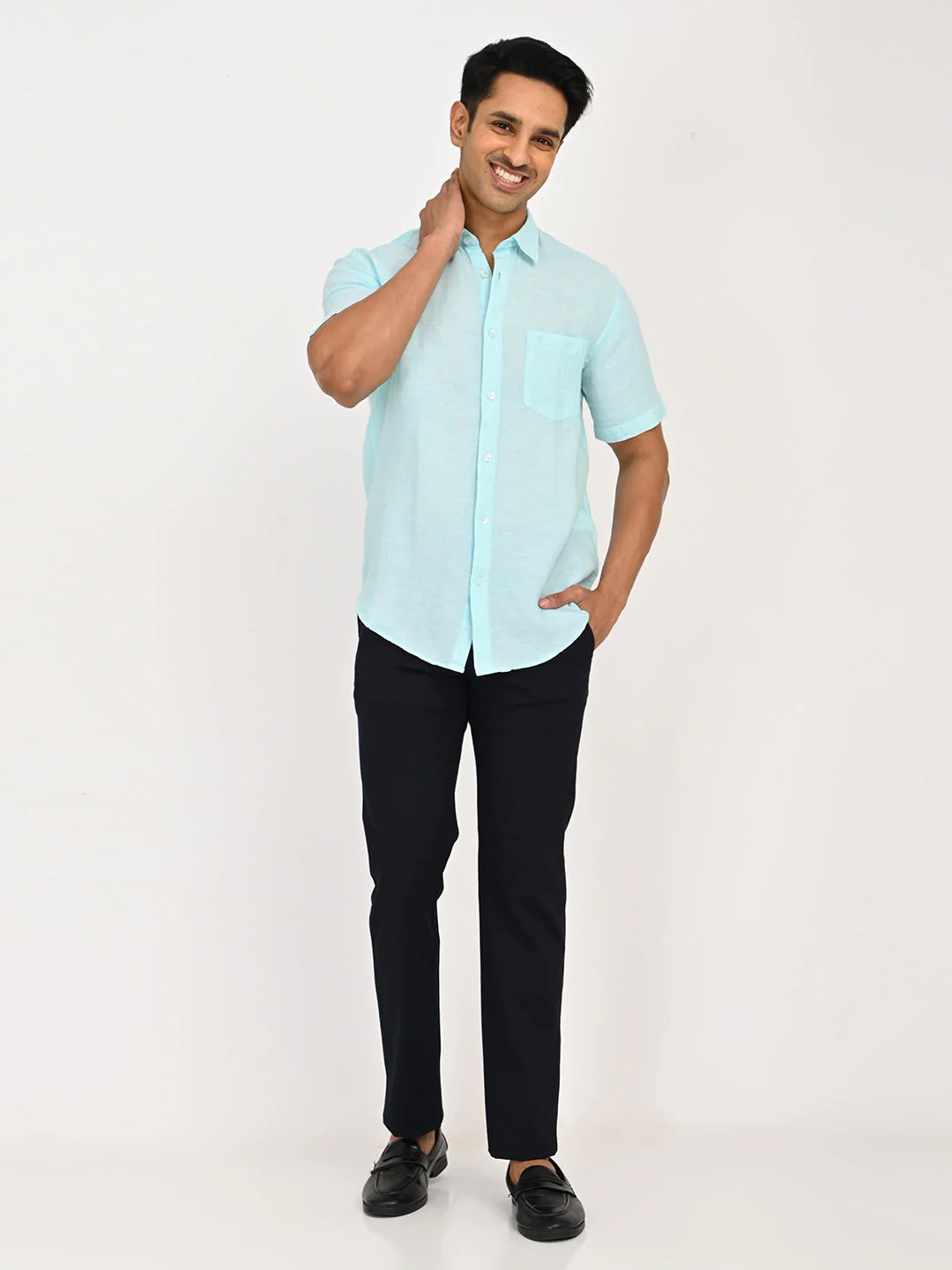 Men's Solid Half Sleeves Linen Shirt - Image 6