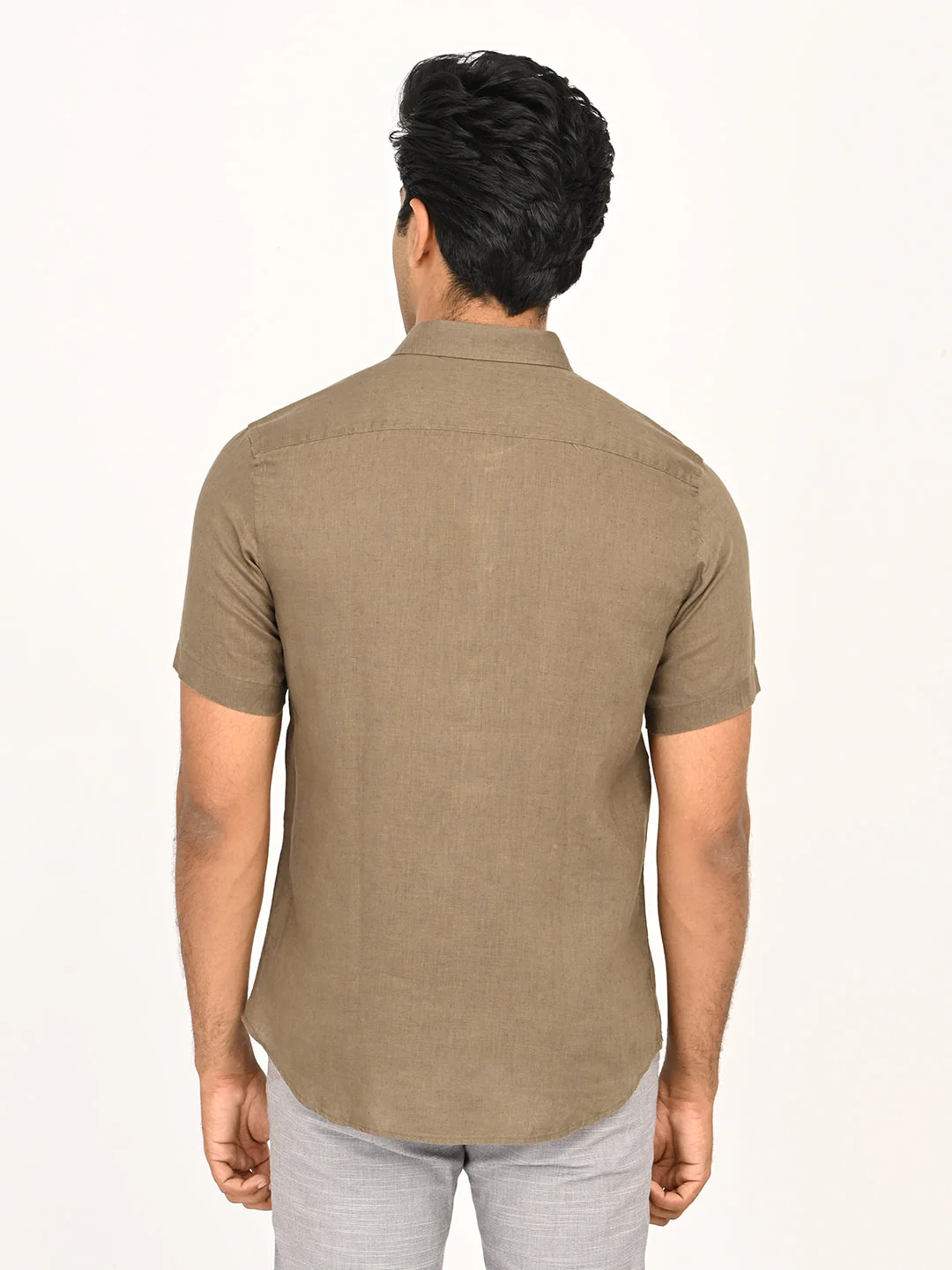 Men's Solid Half Sleeves Linen Shirt - Image 64