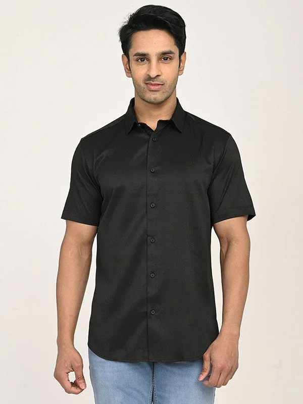 Men's Solid Half Sleeves Polyester Blend Shirt