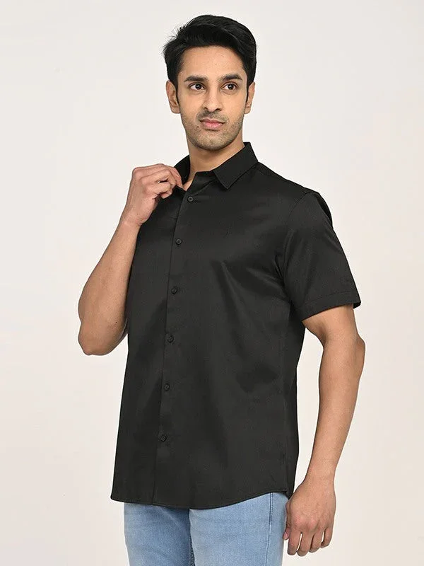 Men's Solid Half Sleeves Polyester Blend Shirt - Image 2