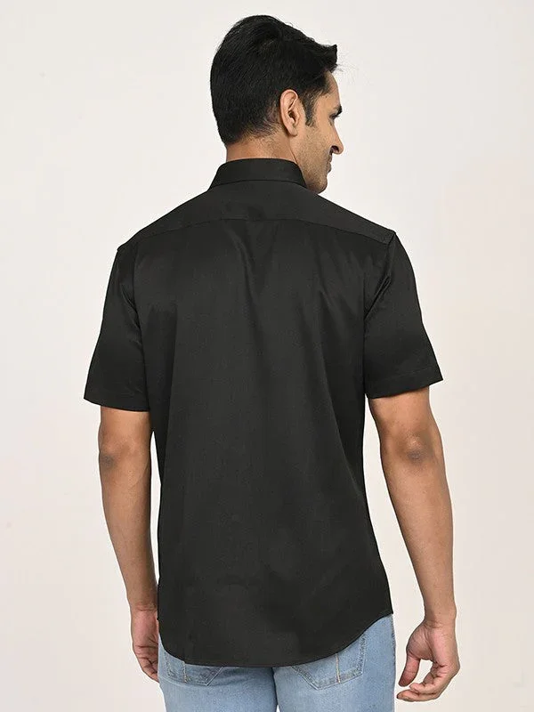 Men's Solid Half Sleeves Polyester Blend Shirt - Image 4