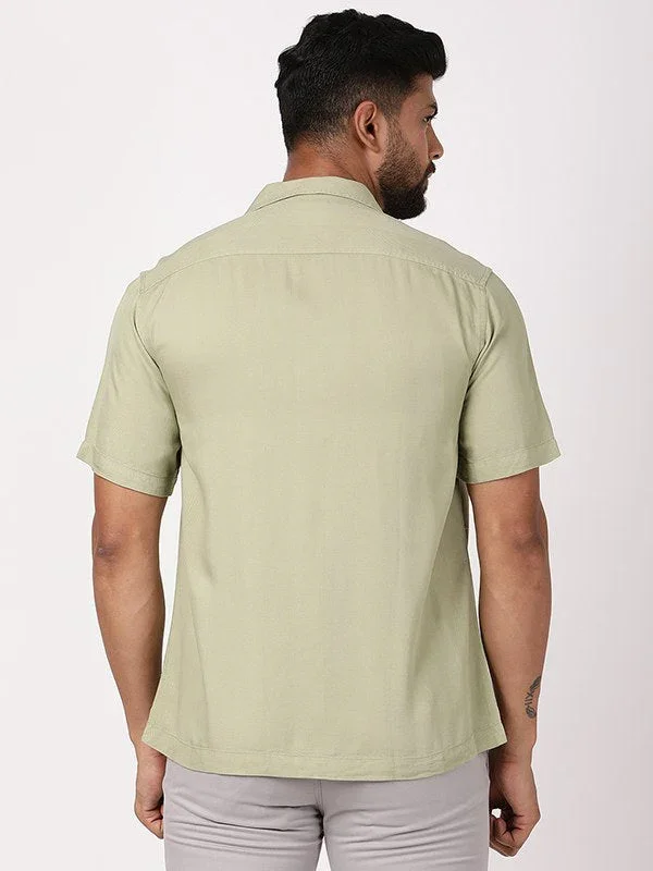 Men's Solid Half Sleeves Rayon Blend Shirt - Image 4