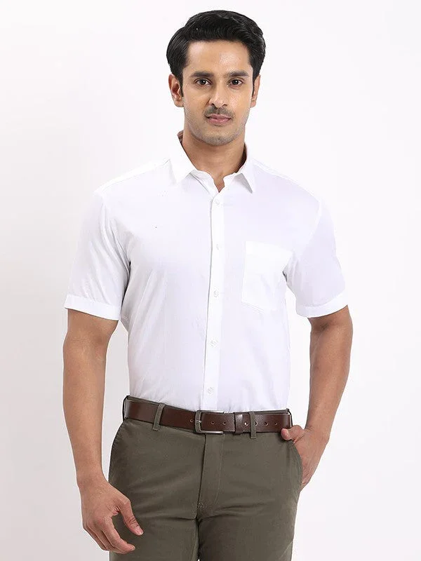 Men's Solid Half Sleeves Tencel Shirt